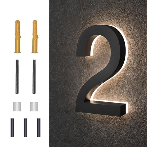 MIDIT 8 Inch Backlit LED House Numbers, Waterproof Stainless Steel, High Transparency Acrylic, LED Illuminated Home Address Number, Lighted House Numbers, Modern Address Numbers, 8 Inch Number 2