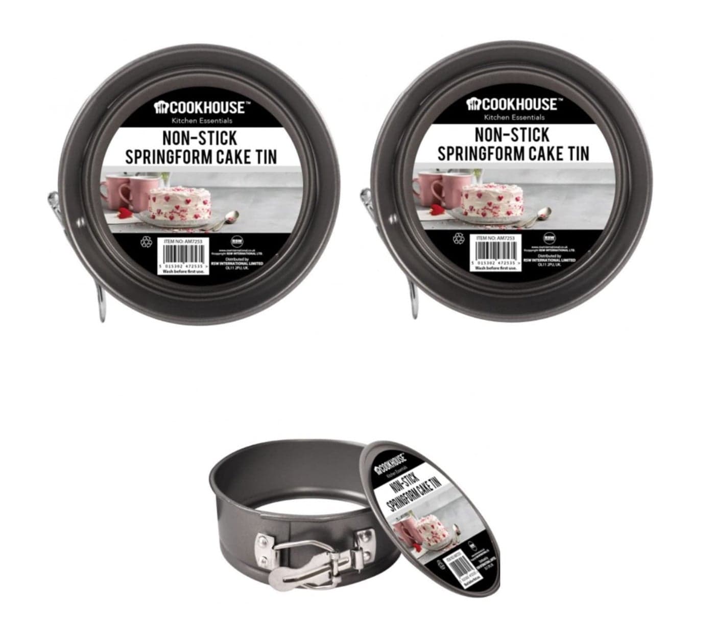 Royle Kids 2 Mini Springform Cake Tin Kids Round 5Inch Non Stick Springform Baking Tin 12cmBlack