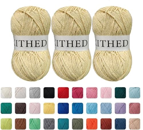 KITHED Cotton Yarn105oz526yard3 Pack Soft Yarn for Crocheting and Knitting 21 Butter Yellow