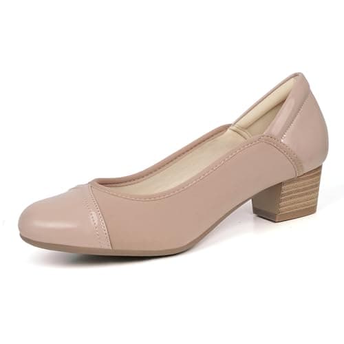 Ortho+rest Women Bunion Dress Shoes Low Heel Orthopedic Pumps Orthotic Slip On Loafers (8,Nude)