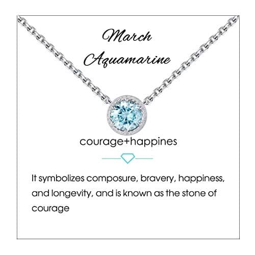 Presentski March Birthstone Necklace for Mom Aquamarine Necklace for Women Grandmother Necklace