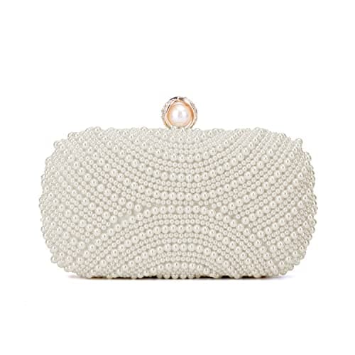 Oweisong Pearl Clutch Purses for Women Wedding Bride Pearl Evening Bag Party Clutch Wallet Tote Handbag