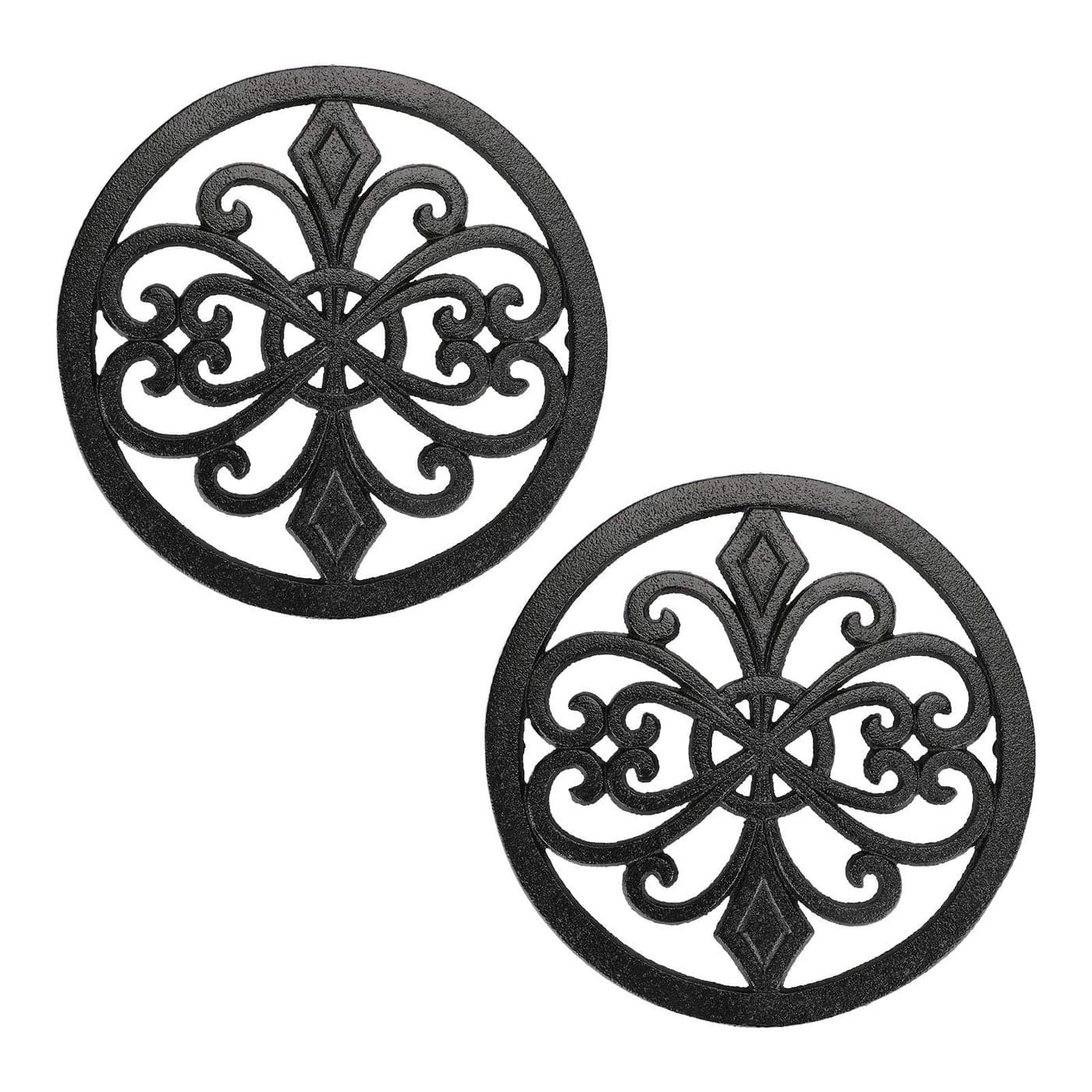BSTKEY 2 Packs 8 Heavy Duty Cast Iron Trivet Hot Pot Holder Pan Pads Mat Metal Trivet Stand for Kitchen or Dining Table Round
