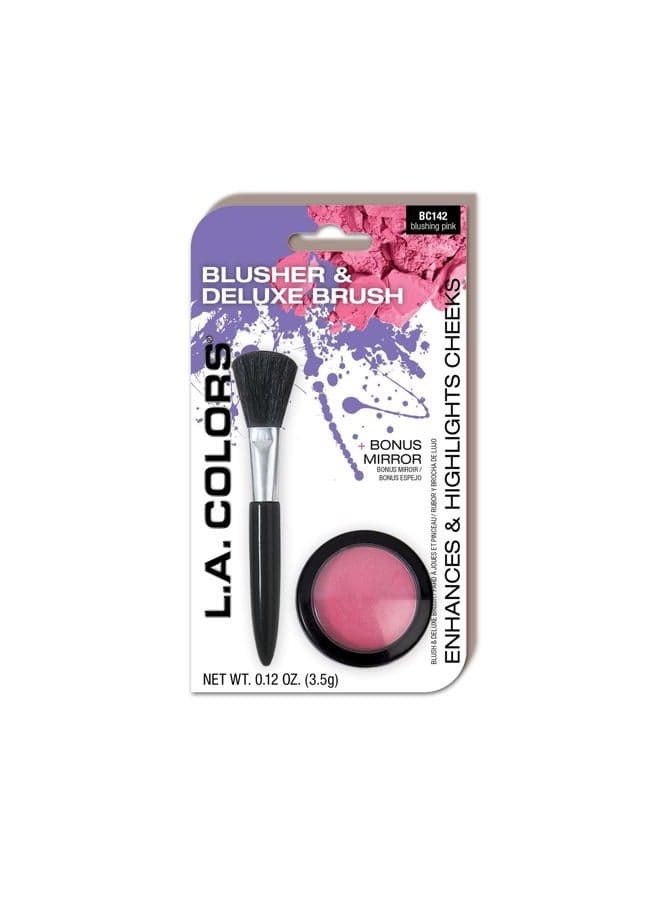 LA Blusher & Deluxe Brush, Blushing Pink, 5ml