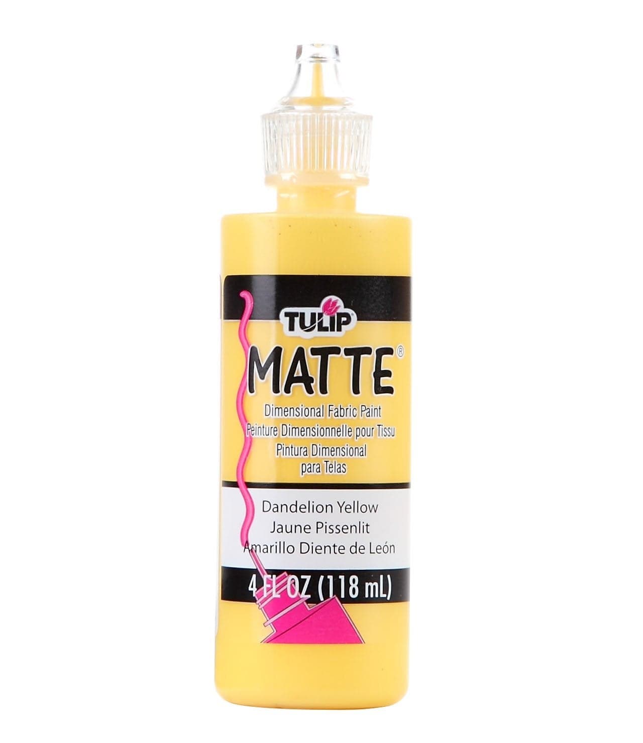 Tulip Puff Fabric Paint Matte Finish Permanent Craft Paint for Clothes DIY Projects Notoxic 4 fl oz Dandelion Yellow