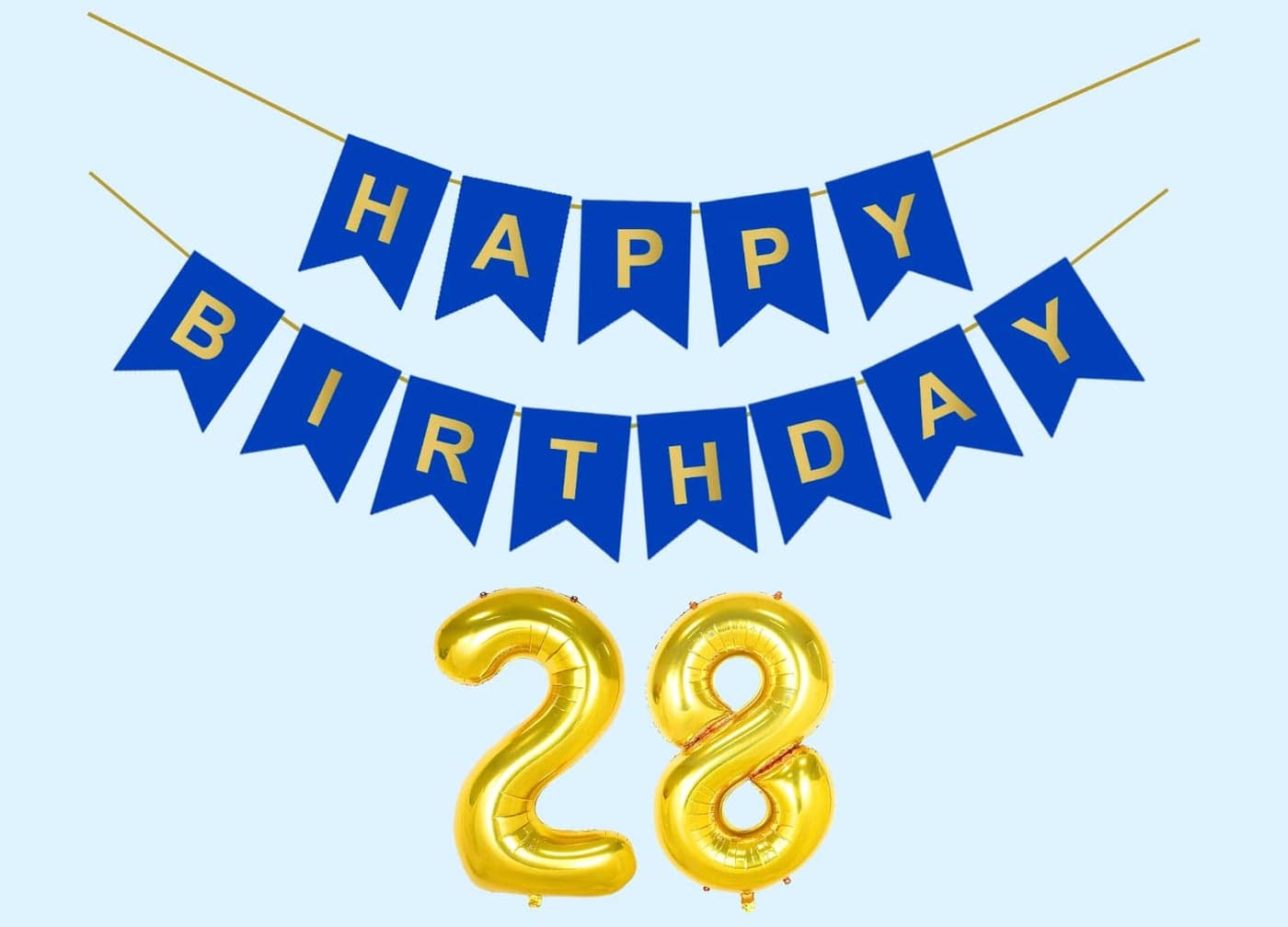 Mystic Toy Store 28th Happy Birthday Decoration Kit Dark Blue for 28 year Old Boys Girls Men with Number Twenty-eight Party Decorations Decor Celebration Items Item Set Combo Reusable Paper Banner