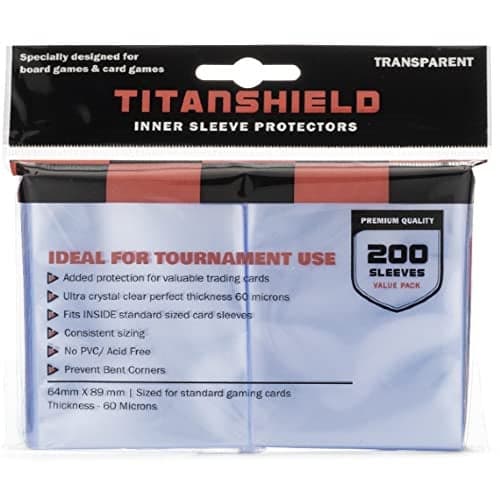 TitanShield 200 Premium 60-Microns Ultra Clear Standard Size Perfect Exact Fit Inner Card Sleeves. Perfect for Double-sleeving and Compatible with Pokémon Cards MTG Magic The Gathering Lorcana