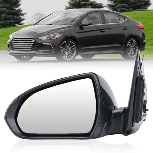 Clidr Driver Side Mirror Compatible with 2017 2018 2019 2020 Hyundai Elantra Heated Manual Folding Rear View Mirror w/Blind Spot Detection Replace 87610F3020 Black 7 Pins