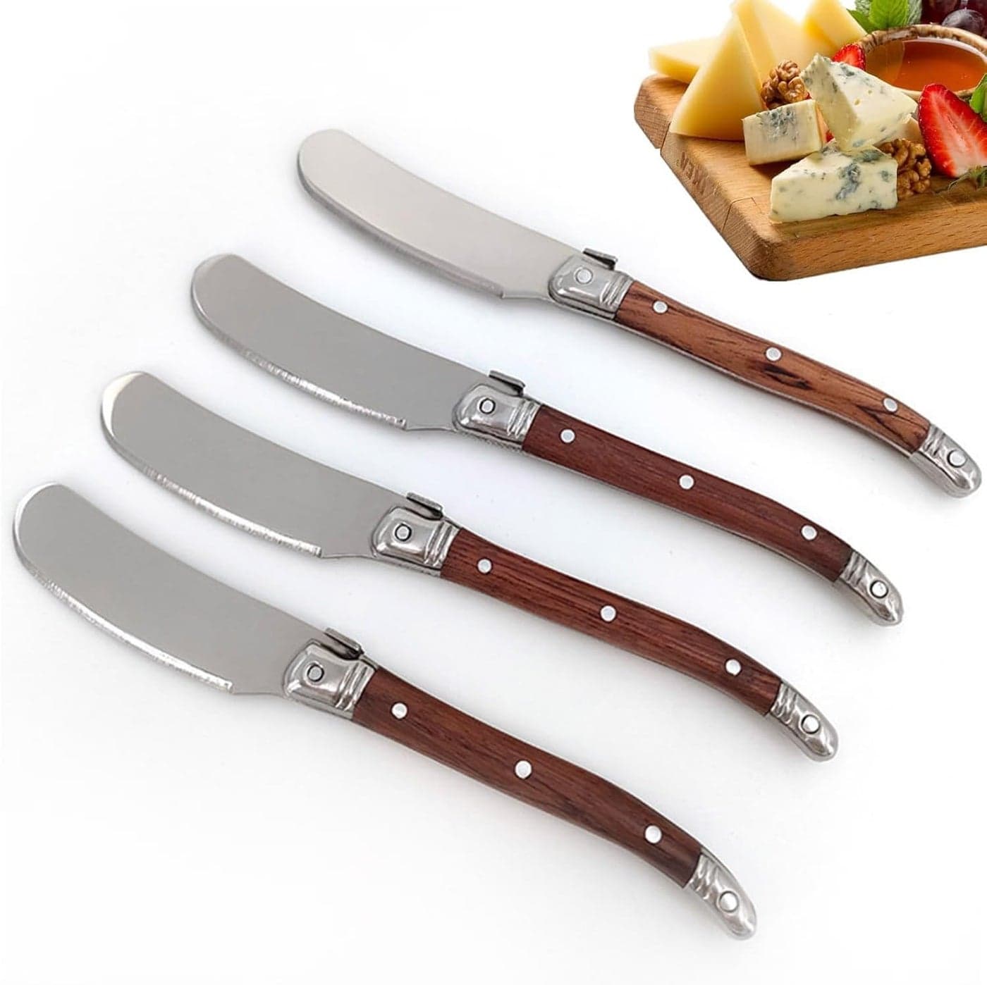 Cream Spatula Stainless Steel Cheese Spreader Multipurpose Condiment Spreader with Wood Handle for Cheese, Cold er, Jam, Pastry