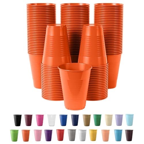 Exquisite Party Solids 12 Oz Orange Plastic Cups For Party Supplies 50 Pack Orange Disposable Cups Plastic Disposable Drinkware For Parties Events Everyday
