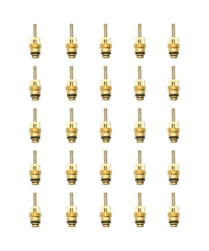 25PcsStandard M8 Brass AC Schrader Valve Core BAS03007 Compatible With GM 22670747 Delco 1550176 Ford F7RZ19D701BA Chrysler 4882334 MT0050 59355Replace 134A R12 Systems