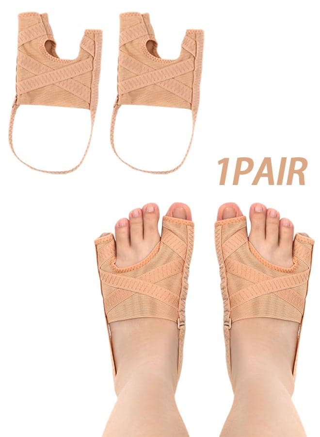 2 Pcs Adjustable Big Toe Corrector for Women & Men, Comfortable Breathable Toe Separator Splint with Spacer Pads, Toe Straightener Brace for Nighttime Use