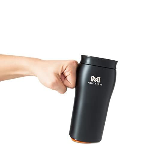 Mighty Mug | The Untippable Mug | Grips When Hit, Lifts for Sips | Insulated Stainless Steel Tumbler | Cupholder Friendly | Gifts for Women Men All | Leakproof | 4 Hours Hot/ 24 Cold | 12oz Black