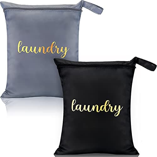 Shappy 2 Pieces Travel Laundry Bags Waterproof Washable Dirty Clothes Bags Reusable Large Wet Bathing Suit for Traveling Gym Laundry Swimsuit Wet Clothes Workout Diaper 17 x 22 Inches