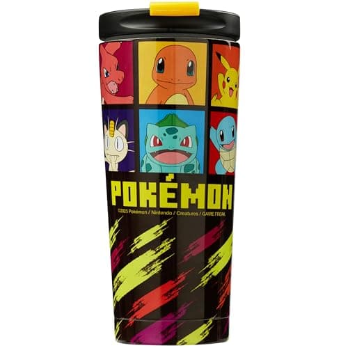 Get Trend Pokemon Insulated Tumbler for Hot Cold Drinks, 15oz Stainless Steel Travel Mug, BPA Free Water Bottle, Pikachu Anime Gifts for Kids (Multi Pokemon)