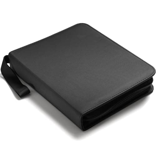 Card Binder for Toploaders,Portable 4 Pockets Trading Card Holder Albums for Sports, Trading, and Gaming Cards Black