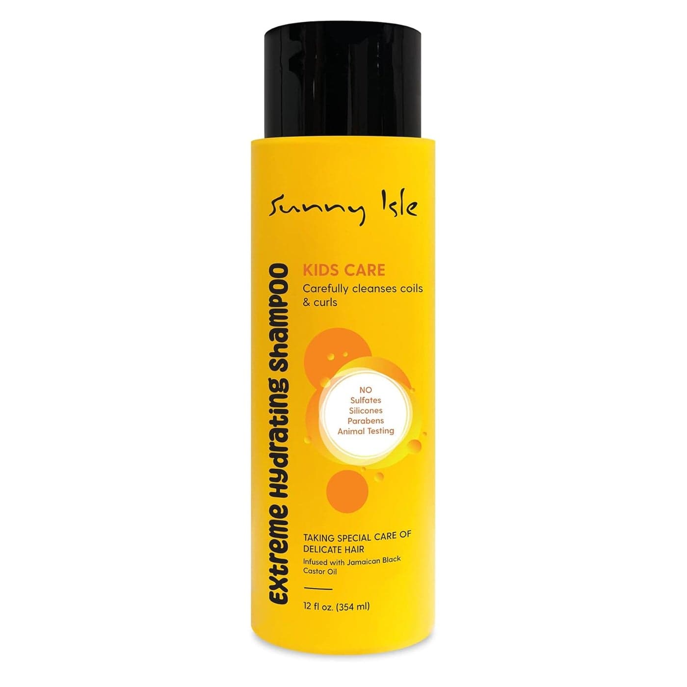 Sunny Isle Kids Care Extreme Hydrating Shampoo 12oz Gentle Care Cleanser for Childrens Coils Waves Curls Infused with Jamaican Black Castor Oil for Hair Growth