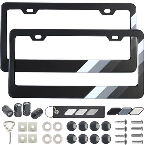 2Pcs 3-Color Aluminum License Plate Frame Kit, Compatible with Toyota Vehicle Truck Trailer SUV (with 35 Accessories in 9 Types)