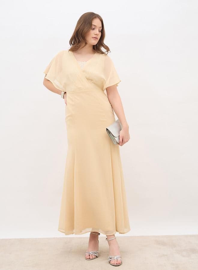 Embellished Sequined A-Line Maxi Dress