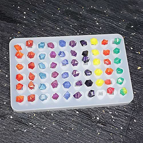 AMZTOART Mold Resin Craft Makes 60 Crystals - Small Crystal Stones Silicone Mold for Resin - Candles - Soap - Ice Cube - Jewelry - 1 Unique Shapes (White)(M0008)