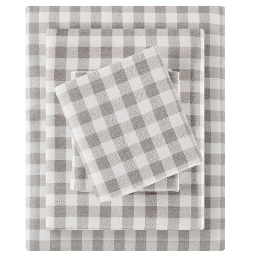 Sleep Philosophy True North 100 Cotton Flannel Sheets Twin Size Cozy Flannel Sheet Set Brushed for Extra Softness Heavyweight Novelty Print Warm Flannel Bedding Set Gray Herringbone Check 3 Piece