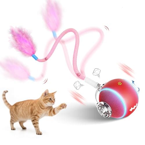 PANRIO Interactive Cat Toys for Indoor Cats3 Modes Electric Moving Cat Ball with Feather Tail800MAH Large Capacity Low NoiseAutomatic Kitten Toys for Bored Indoor Adult Cats