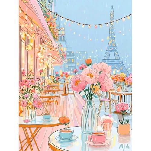 MRMIOOM DIY Rainy Paris Diamond Art Kits for Adults 5D Paris Street Landscape Full Drill Round Diamond Dots Paintings for Beginners Gem Art Painting Kits for Home Decor 118x157inch