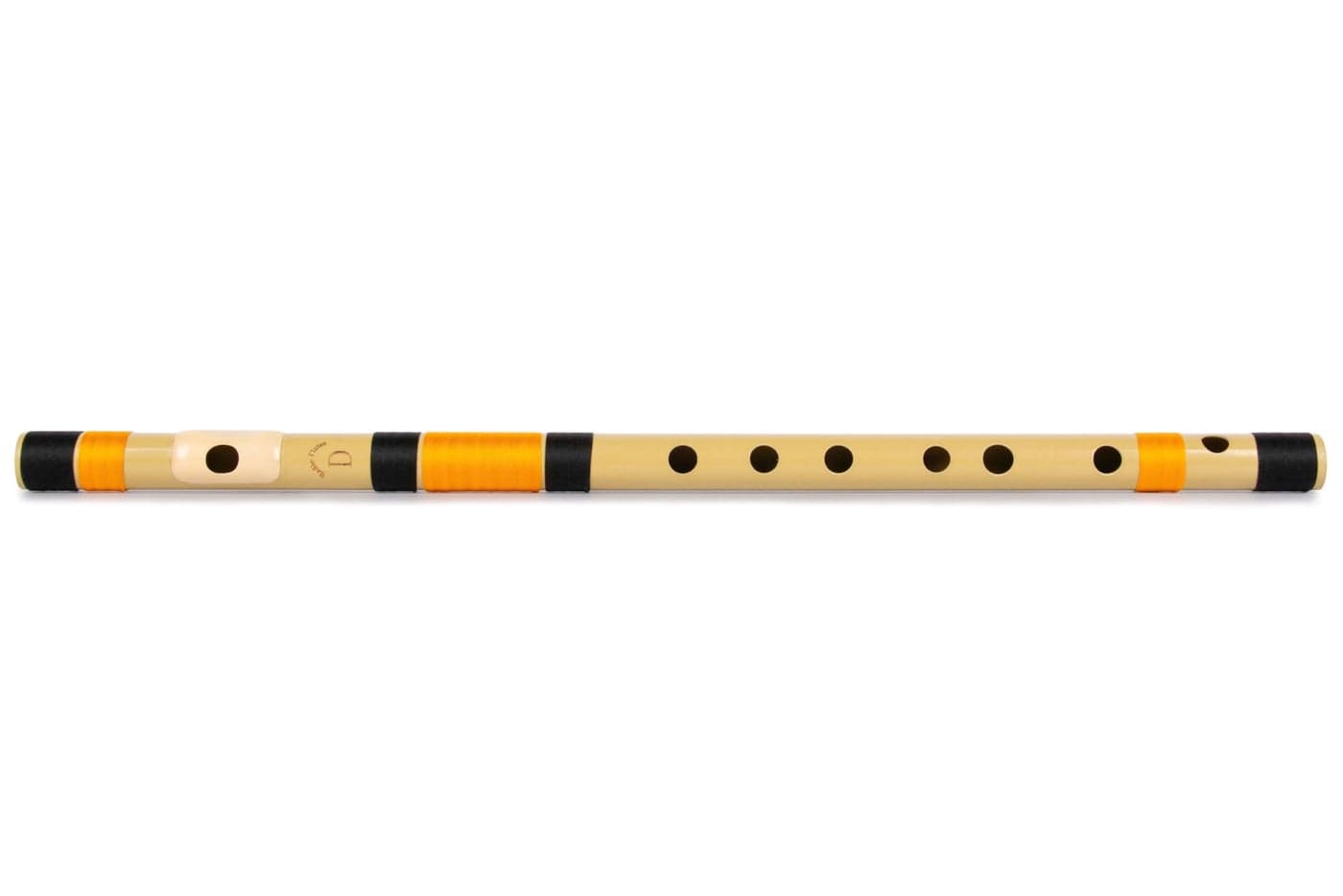 Radhe Flutes | D Natural Left Handed Middle Bansuri | Black & Orange | Tuned With Tanpura A=440Hz | PVC Flute + Hindi & English Flute Lessons