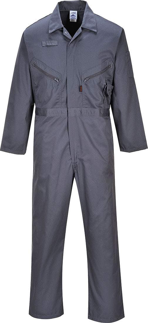 Portwest C813 Mens Work Coveralls Liverpool Lightweight Polycotton Safety Coverall with Zip and Pockets Graphite Grey XLarge