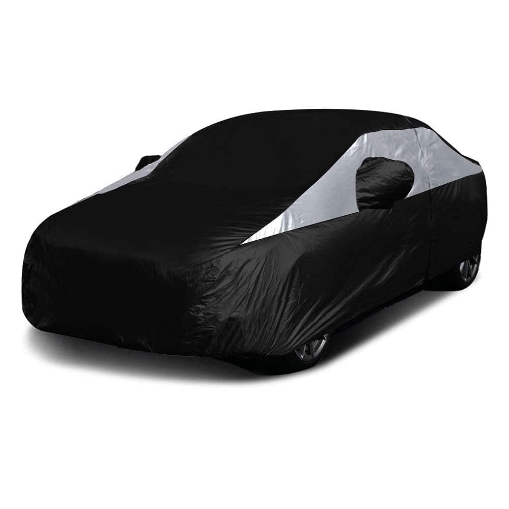 Titan Jet Black Poly 210T Car Cover for Compact Sedans 176185 Waterproof UV Protection Scratch Resistant DriverSide Zippered Opening Fits Corolla Sentra Cruz and More