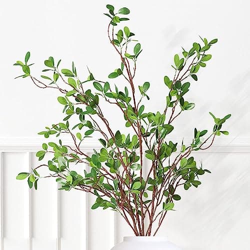 Melorca&Guilla Artificial Plants,3PCS 43.3" Green Faux Branches for Vase,Artificial Plants & Flowers Faux Greenery Stems Fake Plants for Shop Garden Office Home Décor