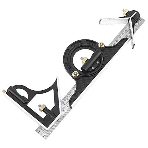 ChgImposs 12" Adjustable Sliding Combination Square Ruler & Protractor Level Measure Measuring Set, Inch/Metric