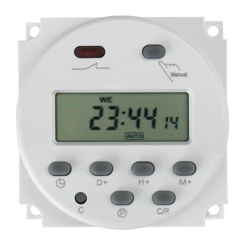 Baomain CN101A Programmable Timer Relay, 12V DC/AC Input, 200-250V 16A Output, LCD Display, Daily/Weekly