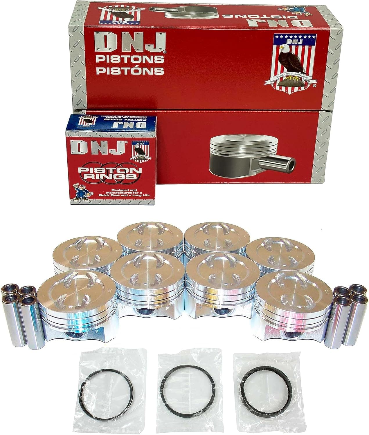 DNJ PRK3104 Piston and Ring Kit for 1996-2002 Cadillac Chevrolet GMC 5.7L V8