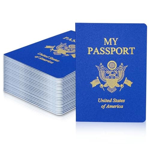 XIISVINT 200 Pcs Blank Passport Notebook Blue Passport Book Fake Passport Travel Journal Sticker Collection Book for Kids School Projects World Travel Pretend Activity Party Favors 551x39 Inch