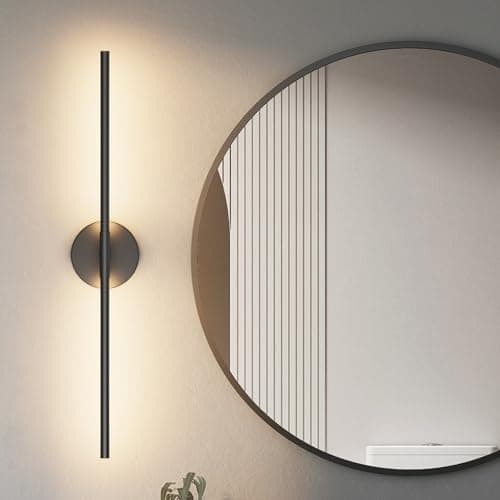 Coinmit Black Wall Sconce for Bathroom 28In Hardwired Vanity Light Fixture 3000K Indoor Bathroom Sconce Over Mirror 360 Rotate for Living Room