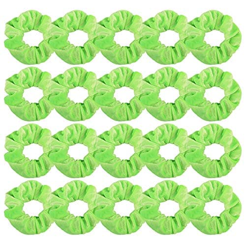 Didder 20 Pcs Hair Scrunchies Solid color Soft Scrunchies Hair Ties Green Velvet Scrunchy Elastics Bobbles Ropes Scrunchie Hair Bands for Women Girls