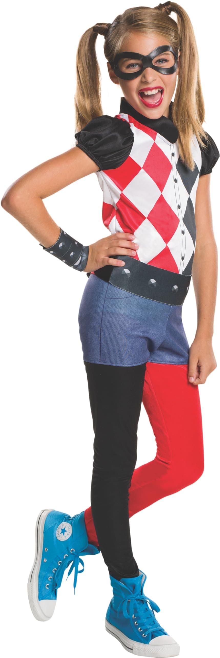 Rubies Girl's DC Superhero Girls Harley Quinn Costume Jumpsuit for Themed Parties and Halloween, Small