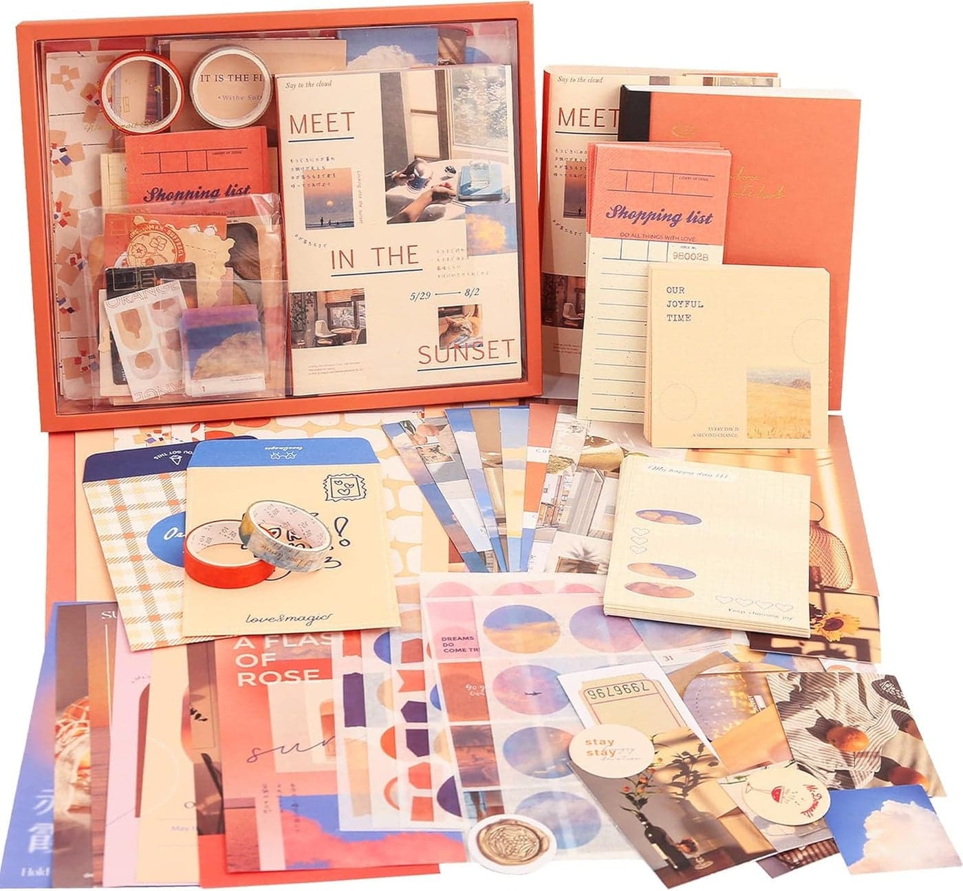 Ipsit Vintage Aesthetic Scrapbooking Kit Botanical Junk Journal Set with Stickers Stationery Tweezers A6 Grid Notebook Perfect Craft Gift for Adults Until Sunset