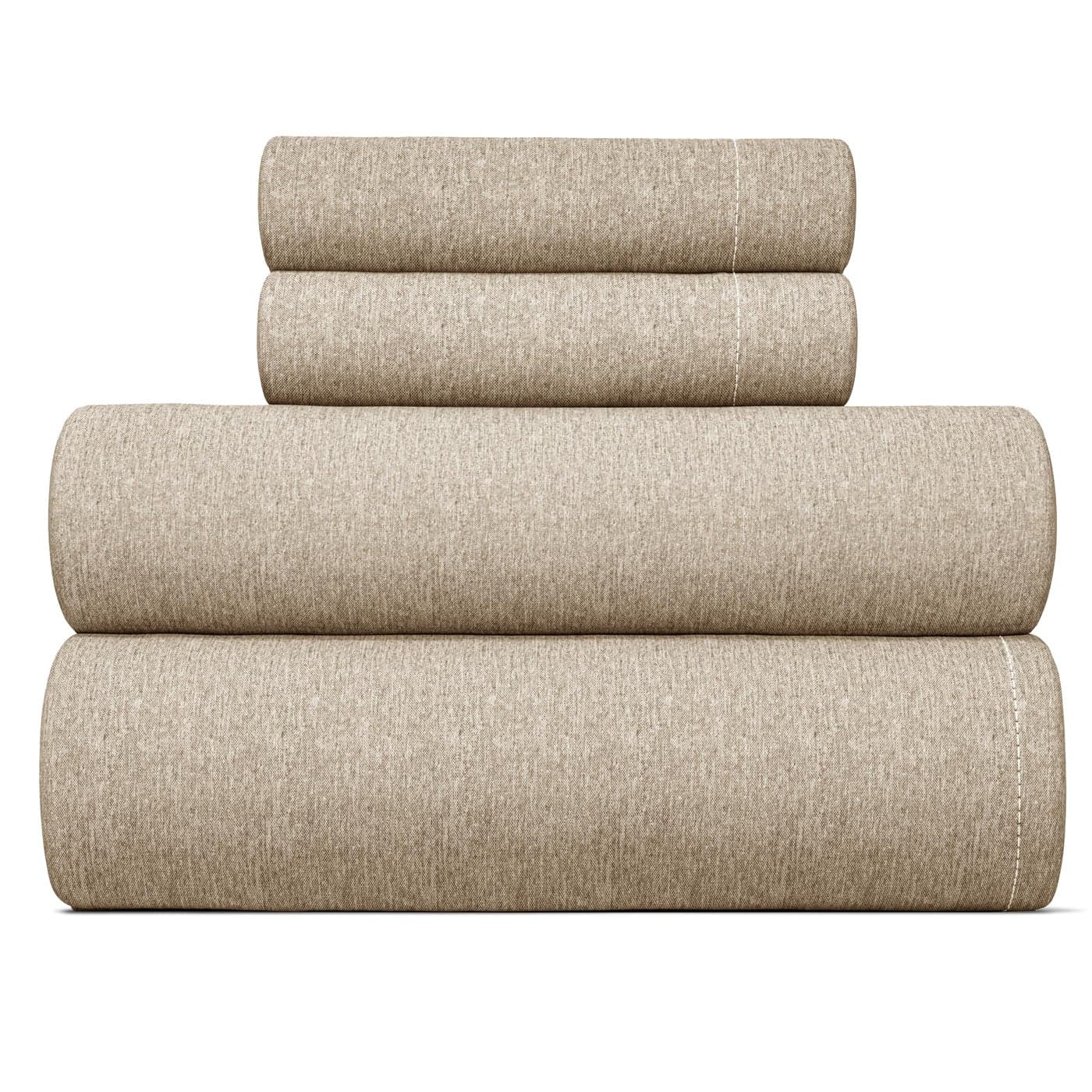 Queen Size 4 Piece Sheet Set Breathable Cooling Bed Sheets Set Hotel Luxury Bedding for Women Men Kids Teens Deep Pockets EasyFit Soft Wrinkle Free OekoTex Beige Heathered Sheets