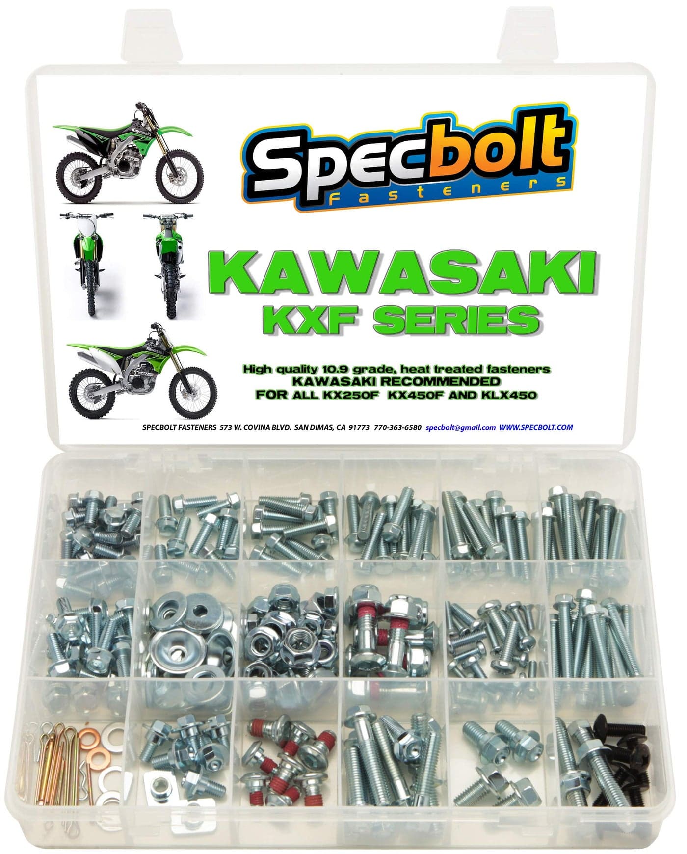 250pc Specbolt KXF 250 450 Four Stroke Bolt Kit for Maintenance & Restoration of MX Dirtbike OEM Spec Fastener FITS: Kawasaki KX250F KX450F KXF250 KXF450 KX250 KX450 F