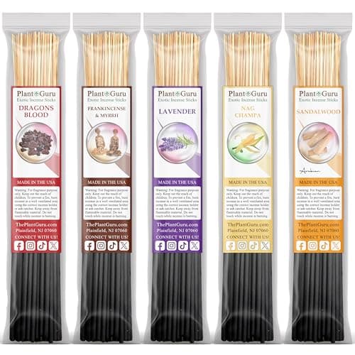 Top 5 Incense Sticks Variety Set Bulk 500 Pack 11 Sticks 5 Bundles of 100 Sticks Per Bundle Dragons Blood Frankincense and Myrrh Lavender Nag Champa and Sandalwood
