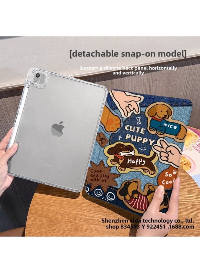 【Silicone X Lock Split】 Suitable For Ipad Protective Cover 2024 Ipad9/mini6/pro11 Drop-proof-Color:Buckle Split-horizontal And Vertical Support-silicone 70% Off Style + Pen Slot 【e7315 Cowboy Puppy】-Applicable Models:Ipad Air4 ( 10.9inch )
