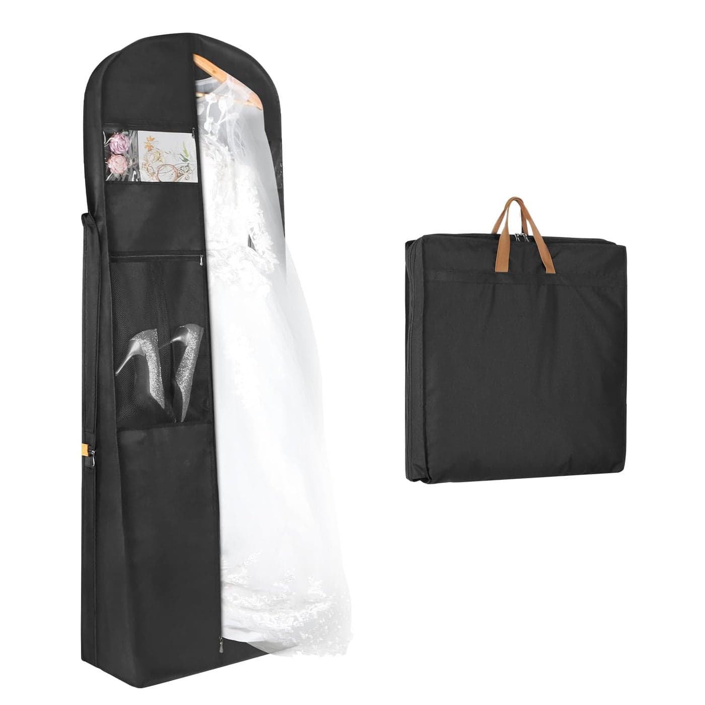 Syeeiex Wedding Dress Bag Carry On Garment Bag Dress Cover 72 Inch Dress Carrier with Large Pockets PVC Transparent Window Breathable Dress Carriers for Women Travel for Wedding and Feast 1 Pack