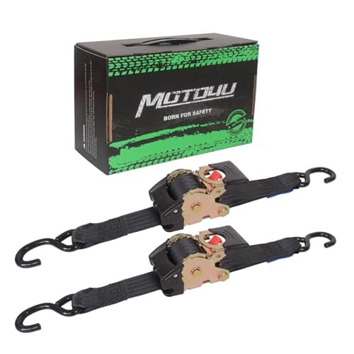 MOTO4U Retractable Ratchet Straps, (2 Pack) 2inx10ft Self Retracting Ratchet Straps,3000 lbs Break Strength Break Strength Retractable Tie Down Straps for Trucks,Trailers,Motorcycles,ATVs