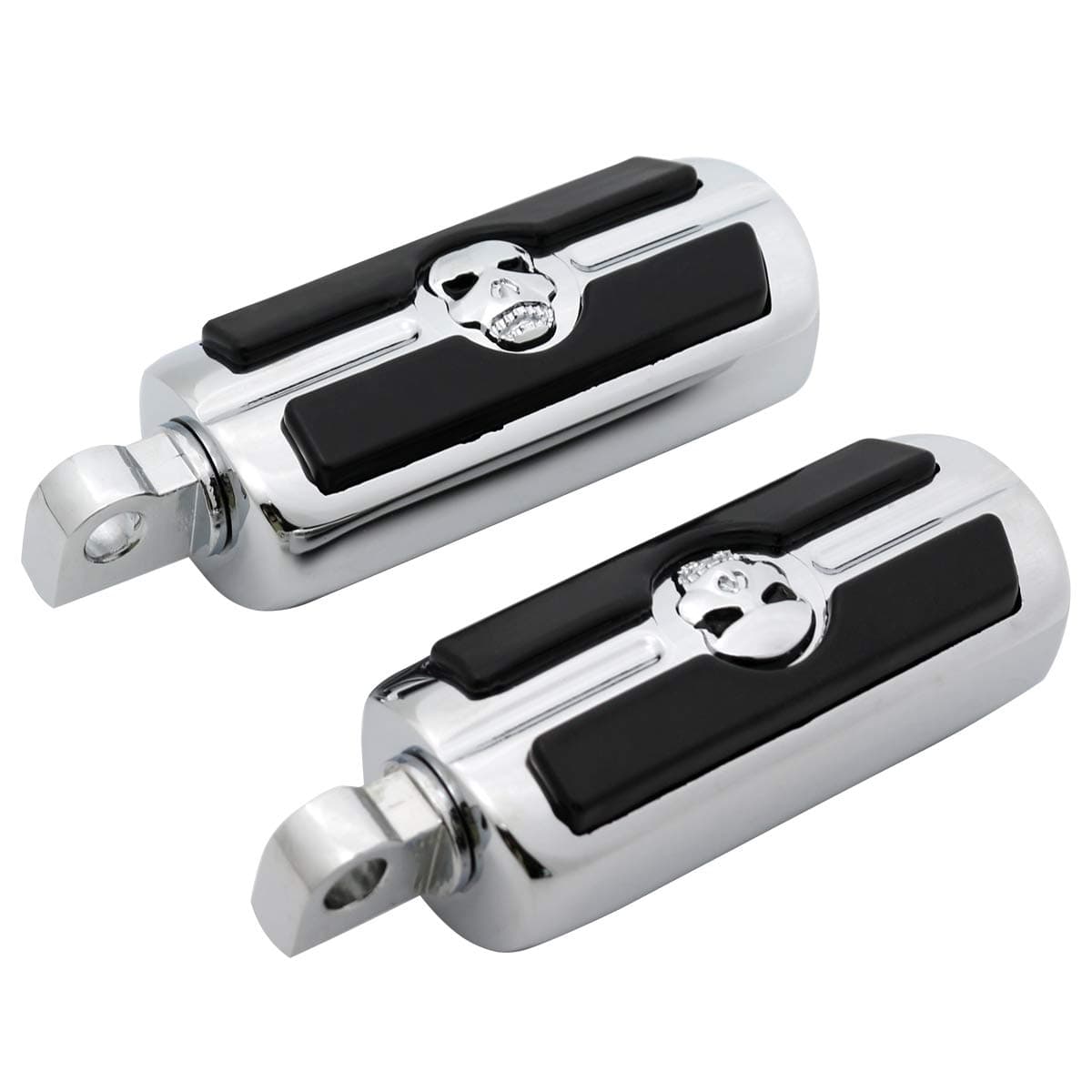 FATECIM Motorcycle Skull Foot Pegs Pedals Rests Motorbike Highway Pegs Male Mount for Harley Dyna Fat Bob Touring Road Glide Street Glide Sportster 883 Fat Boy Chrome