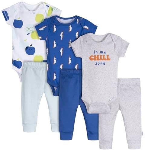 Onesies Brand Unisex Baby 3 Outfit Bundle Mix Match Newborn to 12m Pants Set, Chill Zone, 3-6M