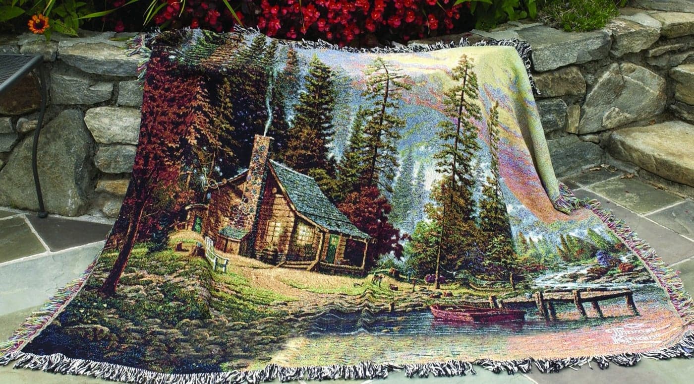 Manual Thomas Kinkade 60 X 50InchTapestry Throw A Peaceful Retreat