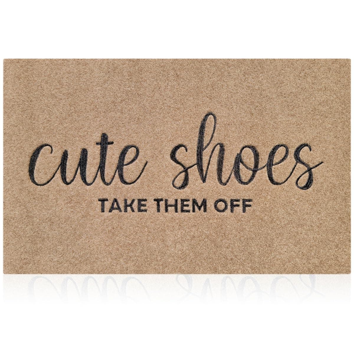 Welcome Mat for Front Door Outdoor Entryway Cute Shoes Take Them Off Indoor Mats with Rubber Backing Doormat Non Slip Easy to Clean Natural Outside Brown