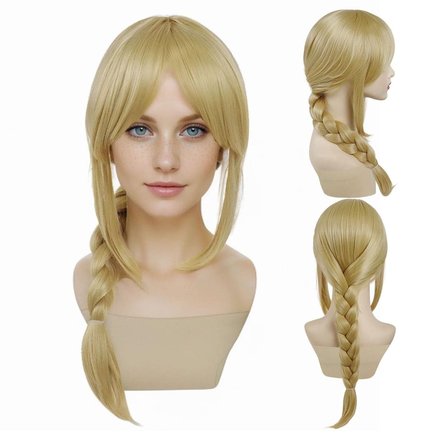 GNIMEGIL Applejack Wig Cosplay Cowgirls Wig for Women 25 inch Long Blonde Wig with Bangs and Ponytails Halloween Wig Pony Costume Party Anime Cosplay Wig Christmas Outfit Synthetic Wig Dressing Up